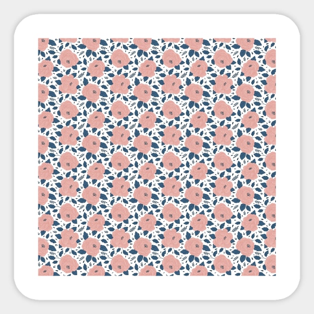 Pink Red Floral Design Pattern Sticker by MinimalSpace